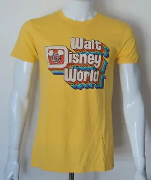 Parks Walt Disney World Retro Rainbow Logo Mickey Yellow Shirt