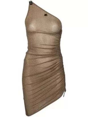 Mini-Check One-Shoulder Dress
