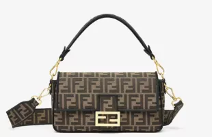 Baguette Brown FF Jacquard Fabric Bag