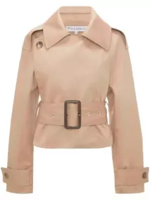 Cropped Cotton Trench Jacket