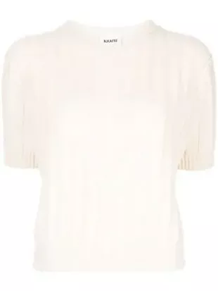 Cashmere Cable Knit Cropped T Shirt