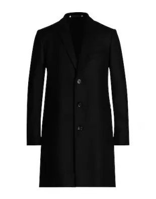 Black Wool Cashmere Long Overcoat men