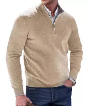 Pull Homme FootJoy Coupe-Vent Beige – 1/4 Fermeture Éclair Manches Longues – Taille L – Golf