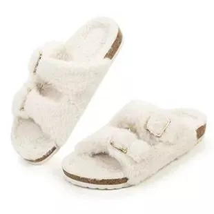 Womens Open Toe Slipper With Cozy Lining
