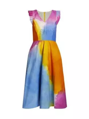 Wura Chambray Watercolor A-Line Dress