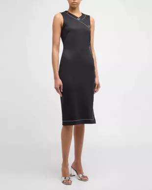 Asymmetric Snap Sleeveless Dress