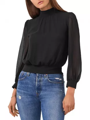 Mock Neck Cut Out Cropped Top