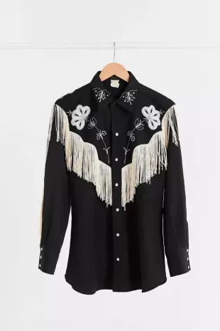 Vintage Black Fringe Western Shirt