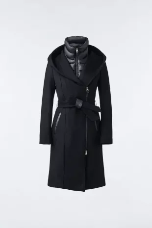 Shia 2-in-1 Double-Face Wool Coat with Removable Bib