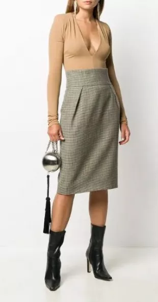 High-Waist Plaid Skirt