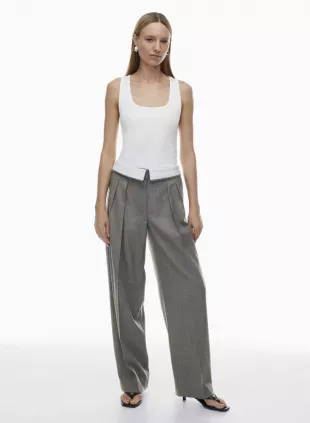 Bureau Pant Wool Twill High-Rise Pleated Trousers