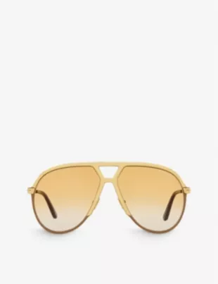 Xavier Aviator-Frame Metal Sunglasses