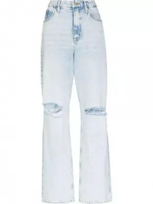 Ripped-Detail Denim Jeans