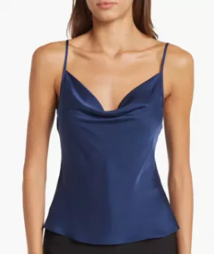 Abigail Cowl Neck Camisole in Cabana Blue
