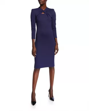 Milano Jersey Knotted-Neck Bodycon Dress