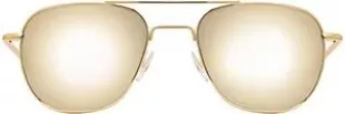AO Original Pilot Sunglasses - Gold - SunFlash Gold Mirror AOLite Nylon Lenses - Bayonet Temple - 57-20-140