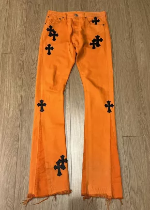 Off-White Orange & Black-Cross Patch Flared Jeans