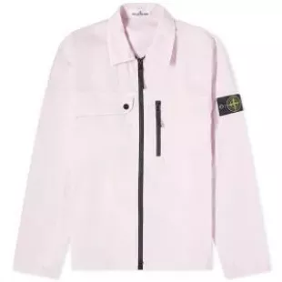 Cotton Twill Stretch-TC Zip Shirt Jacket In Pink