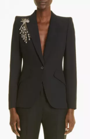 Crystal Detail Crepe Jacket