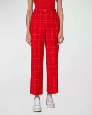 Akris punto - Chiara Window Check Cotton-Blend Canvas Straight Ankle Pants