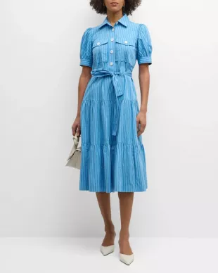 DEREK LAM 10 CROSBY - Buffy Striped Cotton Midi-Dress
