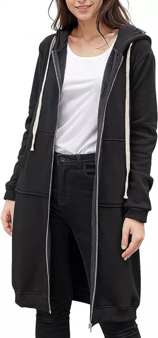 Comfortable Full Zip Up Hoodie Womens Long Fleece Sweatshirt with Pockets