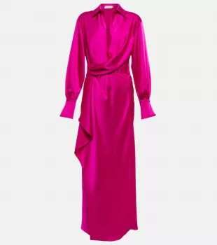 Talita Wrap-effect Satin Midi Dress