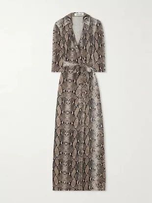 knee length dresses for ladies Abigail Silk Jersey Maxi Wrap Dress – Diane von Furstenberg main image 0