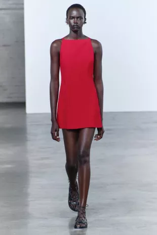 strapless open back dress Zara Red Ditsy Floral Mini Dress main image 0