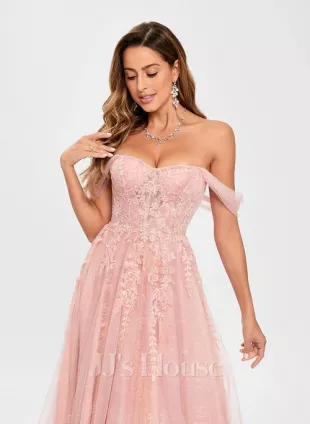 PAVERJER Abito Da Ballo Lungo In Raso, Fuori Spalla, Con Tasche E Fenditura, Colore Champagne, Taglia 52, Per Matrimoni E Cerimonie