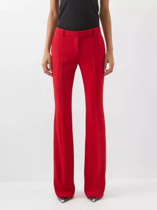 Low-Rise Flared Crepe Trousers
