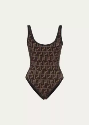 FF Logo Scoop-Back One-Piece Swimsuit