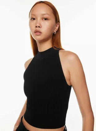 Sculpt Knit Mockneck Halter Top