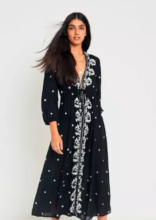 Free People - Floral Embroidered Maxi Dress