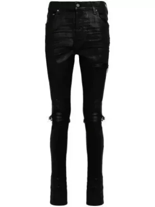 Amiri - Wax Ripped-Detailed Jeans