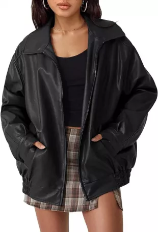 Womens Oversized Leather Jackets Faux Suede Fall Fashion Motorcycle Coats Winter Outfits Clothes 2024