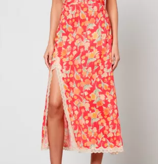 Sibilla Floral-Print Satin Midi Skirt