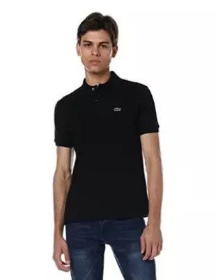 Short Sleeve L.12.12 Pique Polo Shirt, Black