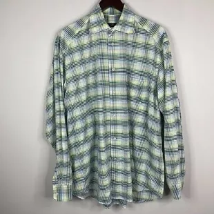 Sport Shirt Green Plaid Button Front Pocket