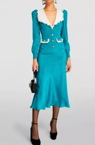 Silk Polka-Dot Midi Dress