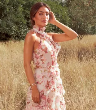 karen millen pink floral dress White KarenMillen Floral Print Crinkle Cross Front Georgette Woven Maxi Dress