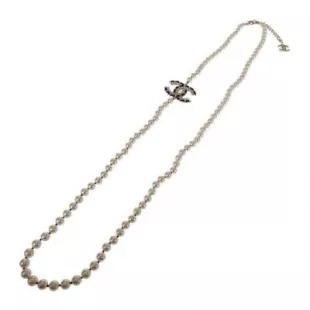 [Chanel] Chanel 04A COCO Mark Rhinestone Bijou Pearl Glitter Brooch Clear [Used] [Authenticated/Genuine Product Guaranteed] 208401