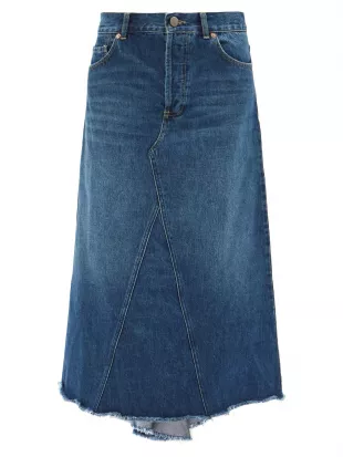 raey - Raw-Hem Organic-Cotton Blend Fishtail Denim Skirt