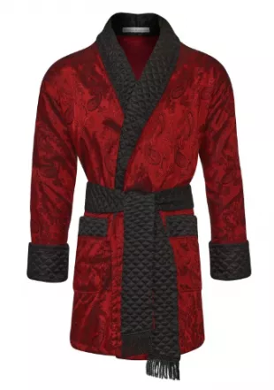 Bown Of London - Clarke Men's Short Smoking Jacket - Claret