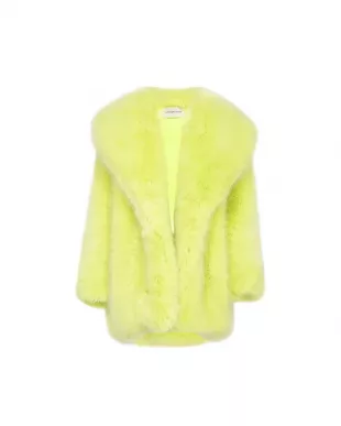Neon Yellow Eco Fur Coat