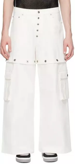 White 90's Logo Cargo Pants