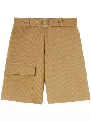 Belted Corduroy Cargo Shorts