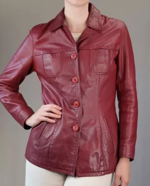 Burgundy Leather Jacket Women’s 90s