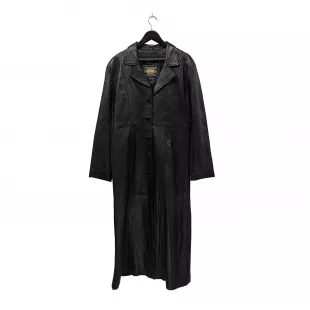 Vintage leather trench coat in black