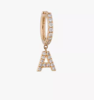Pave Diamond Letter Mini Hoop